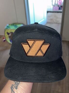 Black Richardson Brand Hat with Tan Patch Logo - Men's Accessory